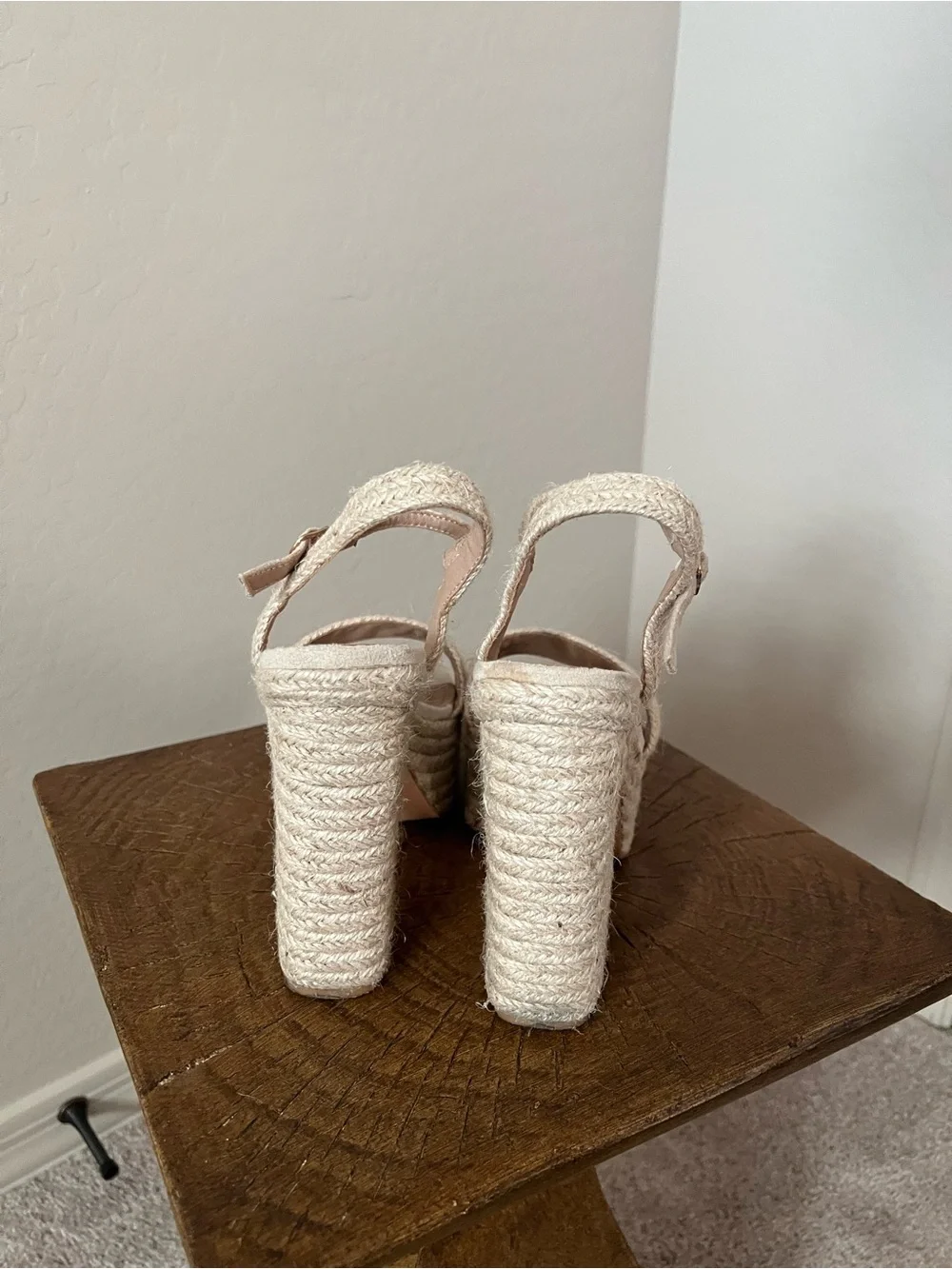 Lulu's Cream Braided Platform Espadrille Heels